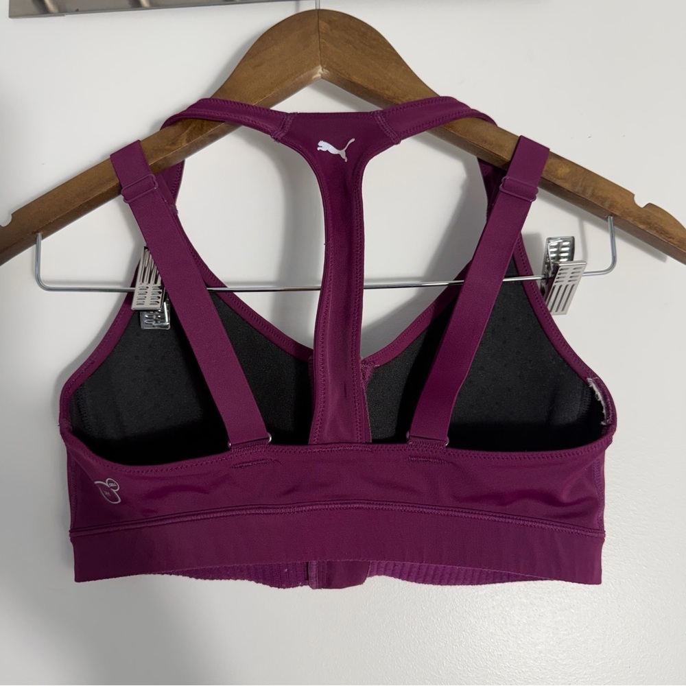 Puma Women's Magenta Sports Bra front zipper
